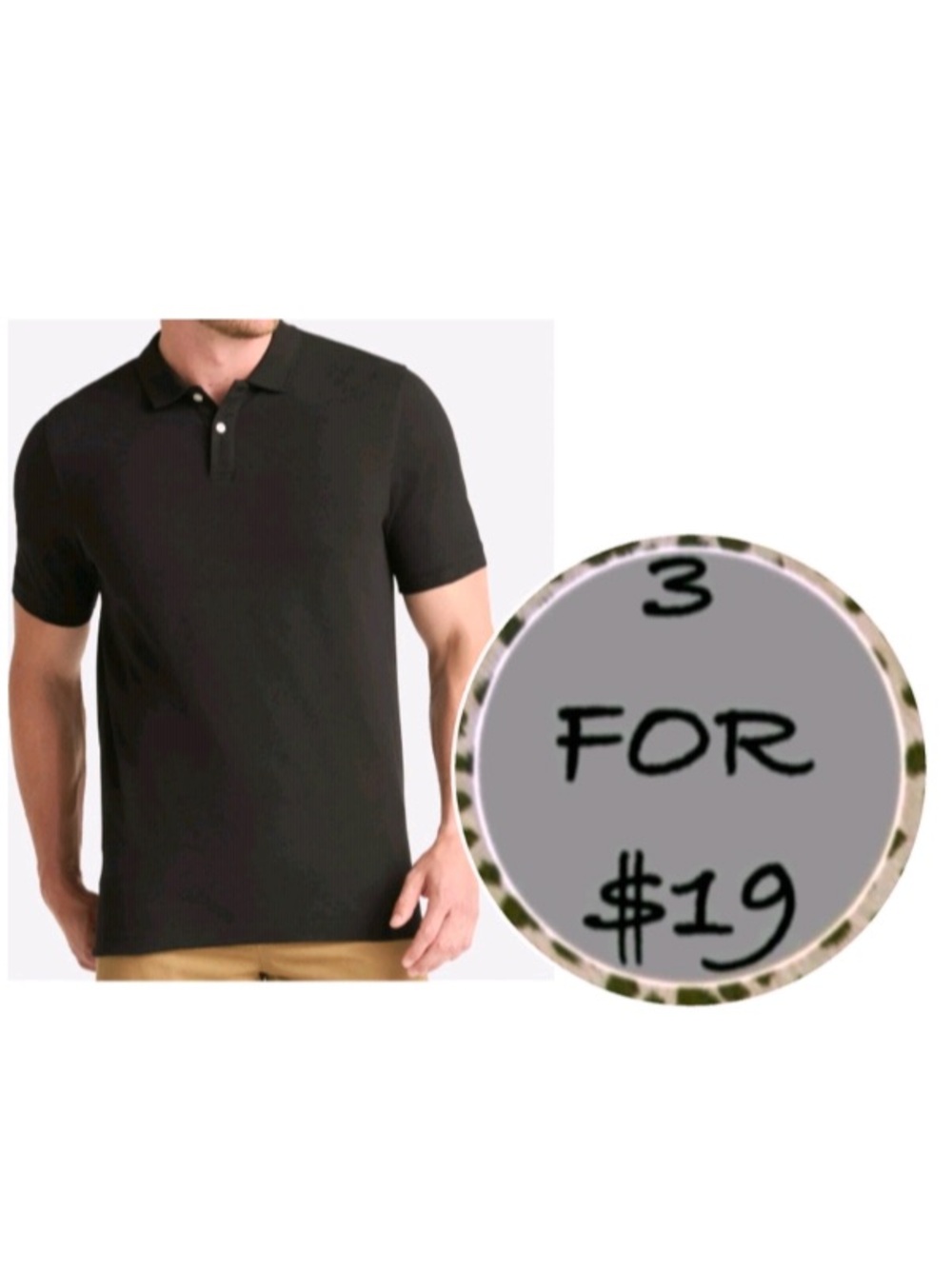 3/$19 Black Polo short sleeve shirt